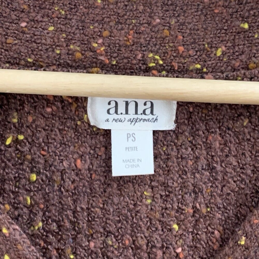 a.n.a. Sweater Womens Petite Small Brown V Neck Knit Casual Sweatshirt Pullover - Picture 7 of 11